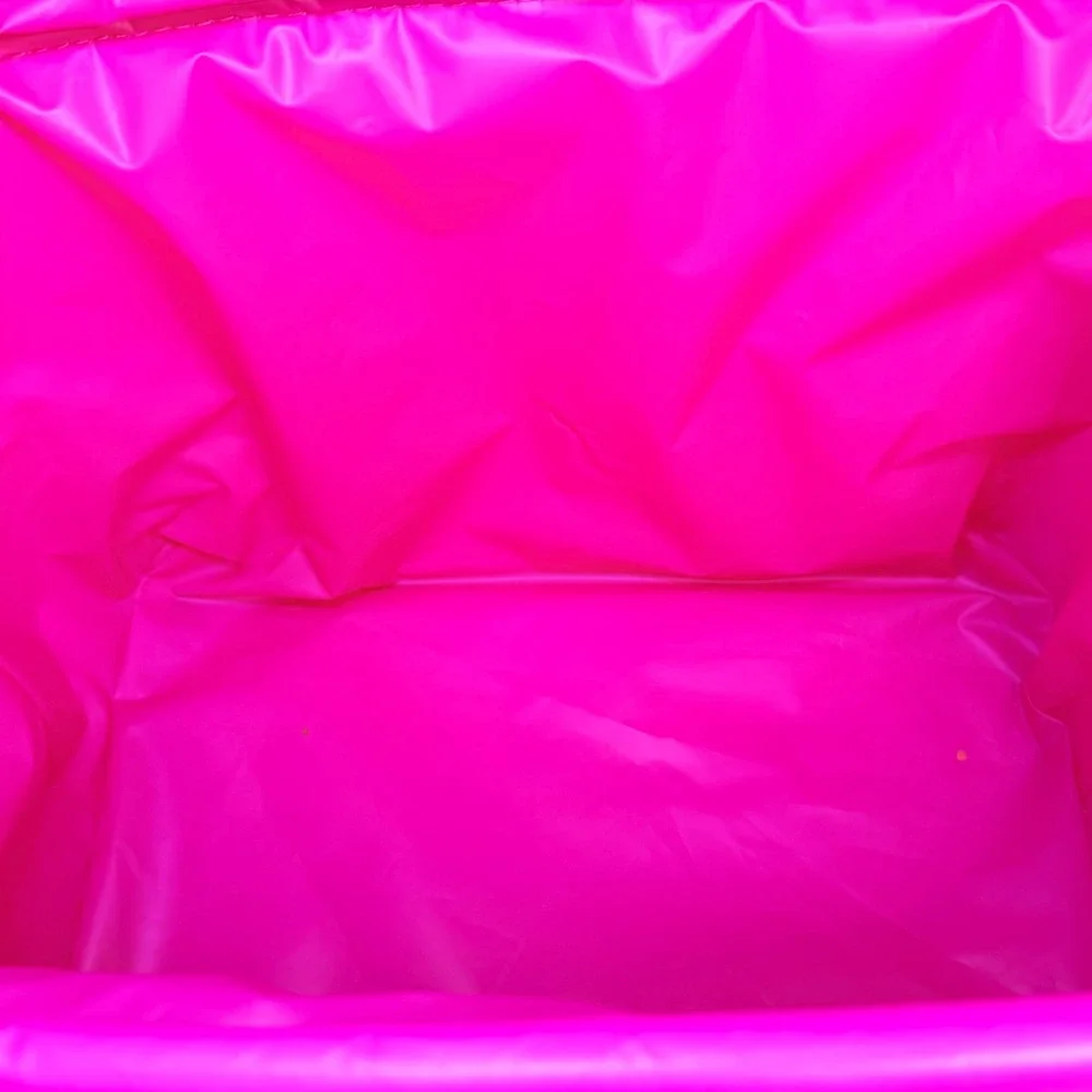 Pink and White Insulated Soft Cooler Bag with Cup Holders and Shoulder Strap